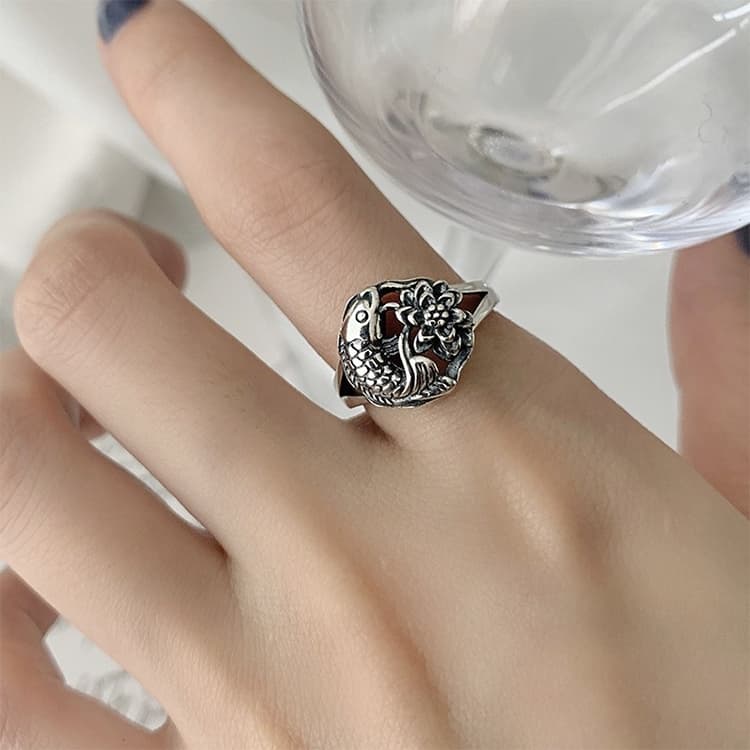 Anello combinato vintage placcato platino per donna, specifica: J2112 - Immagine 1