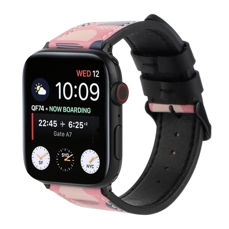 Cinturino in pelle stampata per Apple Watch Serie 7 45mm / 6 & SE & 5 & 4 44mm / 3 & 2 & 1 42mm(M) - Immagine 1