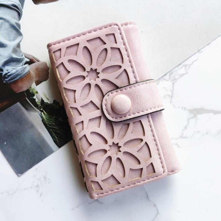 PU Multi-functional Triple Fold Buckle Women Key Bag(Pink) - Immagine 1