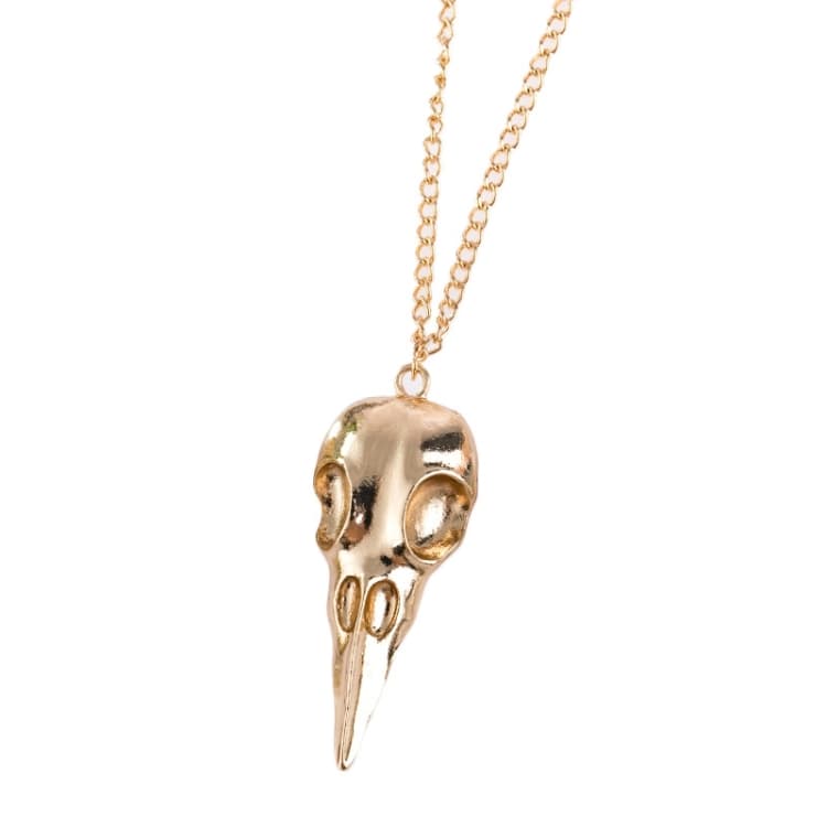 Collana con ciondolo teschio di corvo metallico 3D Punk (Oro) - Immagine 1