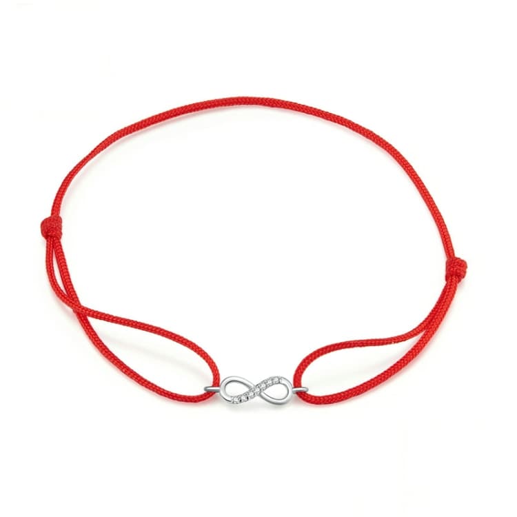Bracciale in Argento S925 con Cordino Rosso Bracciale Moda per Ragazze - Immagine 1