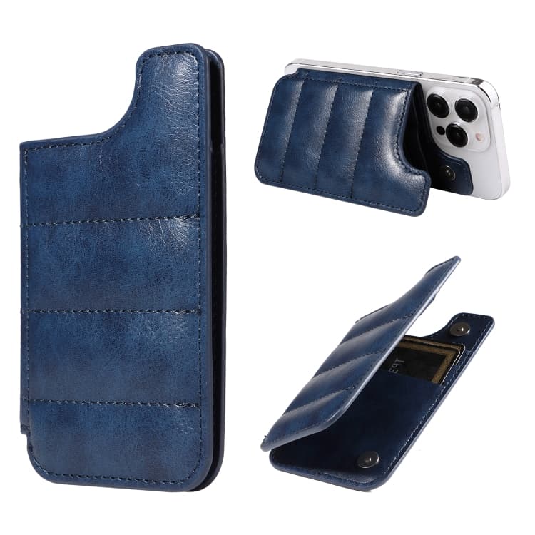 Retro Cow Pattern Sewing Card Bag Mobile Phone Back Sticker(Blue) - Immagine 1