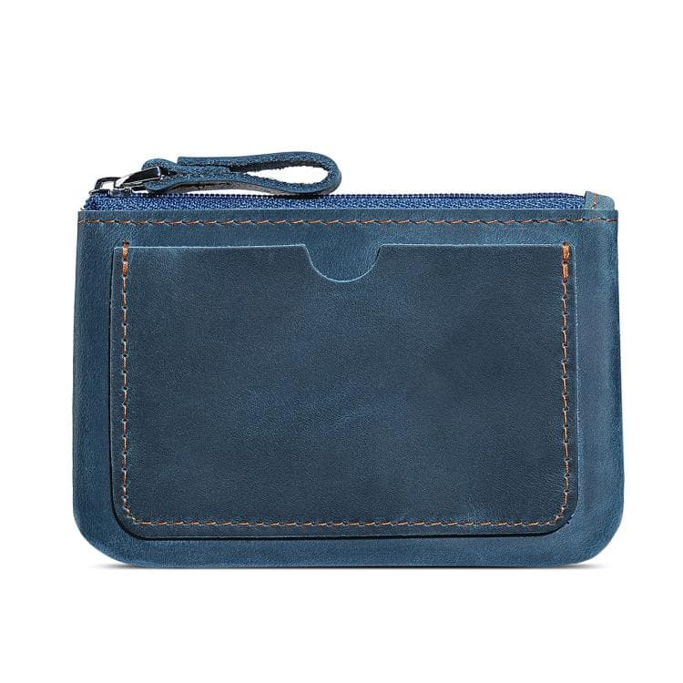 Retro Crazy Horse Genuine Leather Unisex Wallet Small Coin Purse(Blue) - Immagine 1