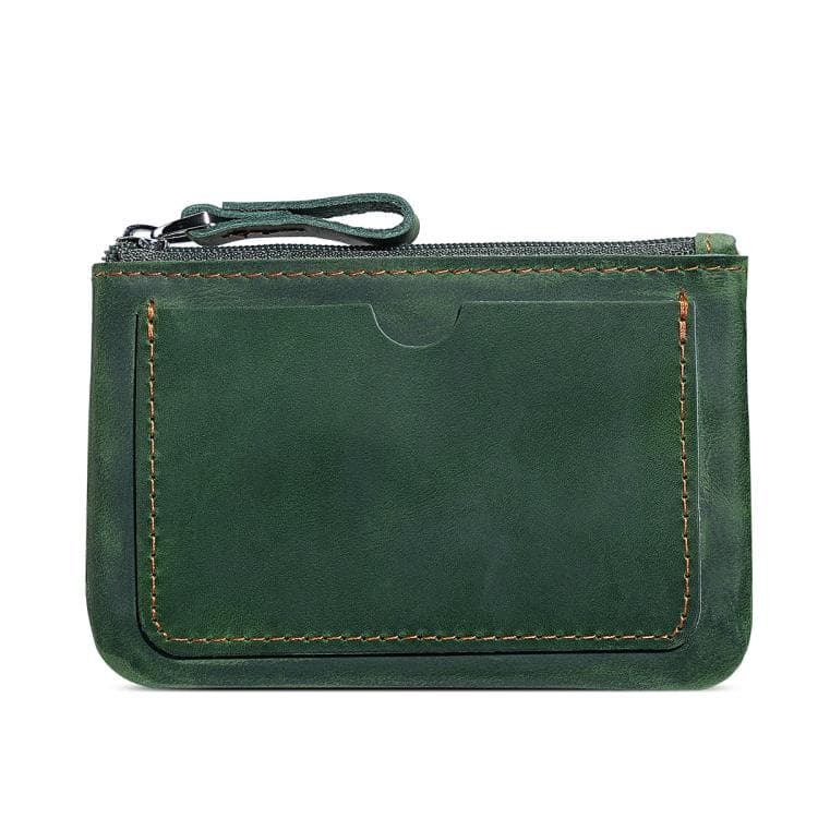 Retro Crazy Horse Genuine Leather Unisex Wallet Small Coin Purse(Green) - Immagine 1