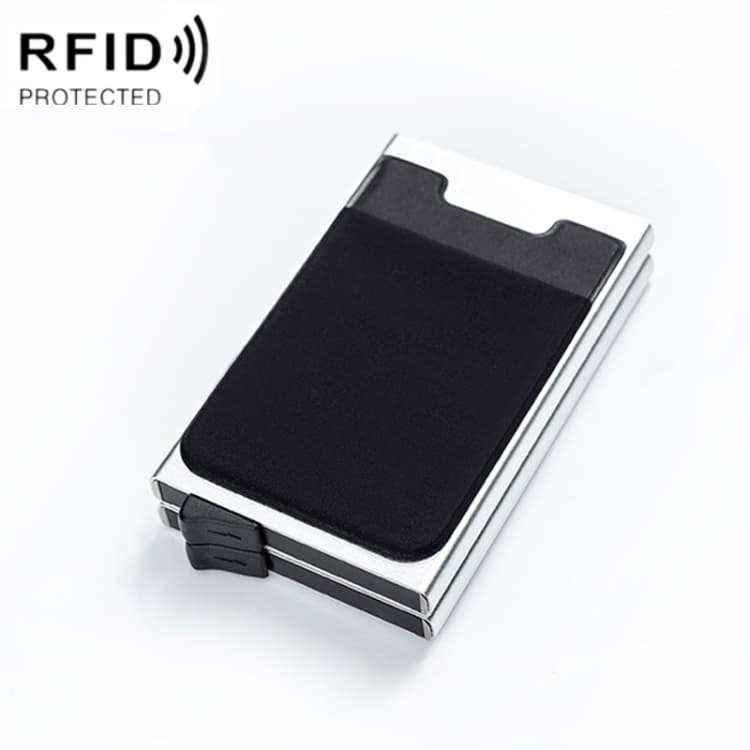 RFID Aluminum Alloy Anti-Degaussing Coin Card Holder(Silver Black) - Immagine 1
