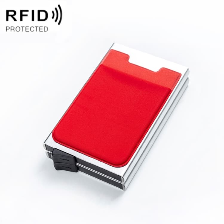 RFID Aluminum Alloy Anti-Degaussing Coin Card Holder(Silver Red) - Immagine 1