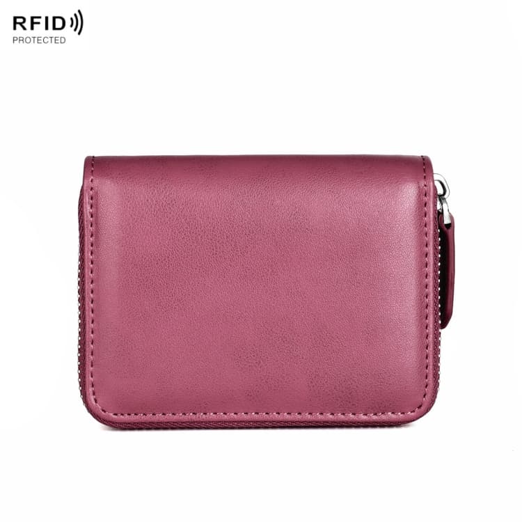 RFID Anti-theft Zipper Leather Coin Purse Coin Storage Bag(Purple) - Immagine 1