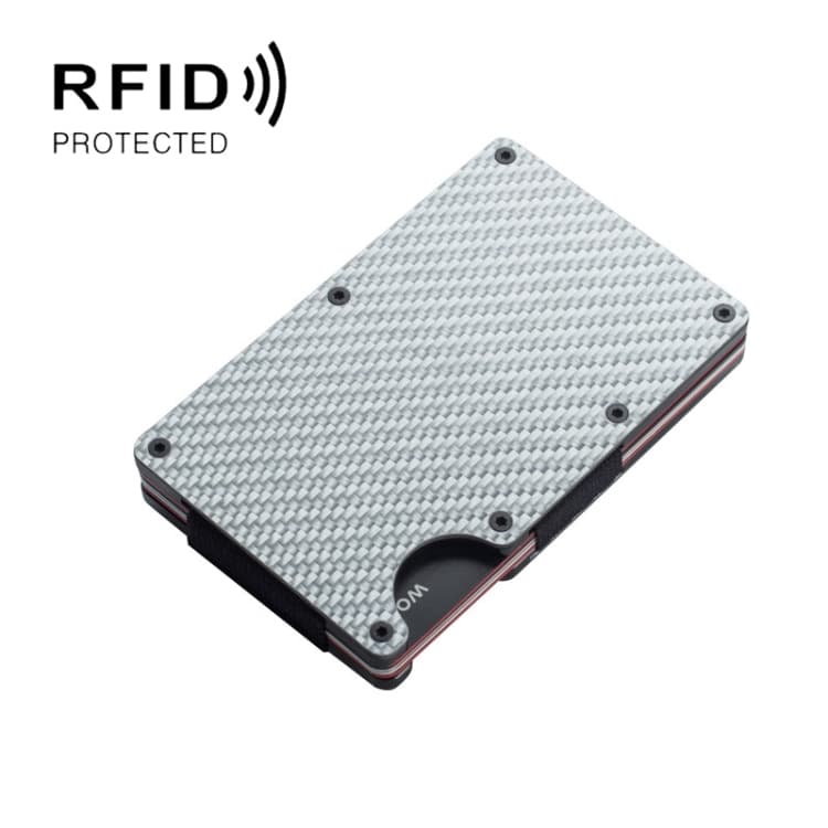RFID Carbon Fiber Metal Card Holder Multifunctional Anti-theft Credit Card Box(Silver) - Immagine 1