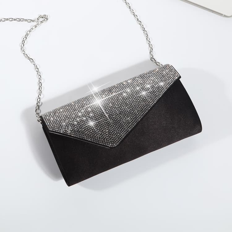 Rhinestone Women Dinner Bag Shoulder Bag Coin Cosmetics Storage Bag(Black) - Immagine 1