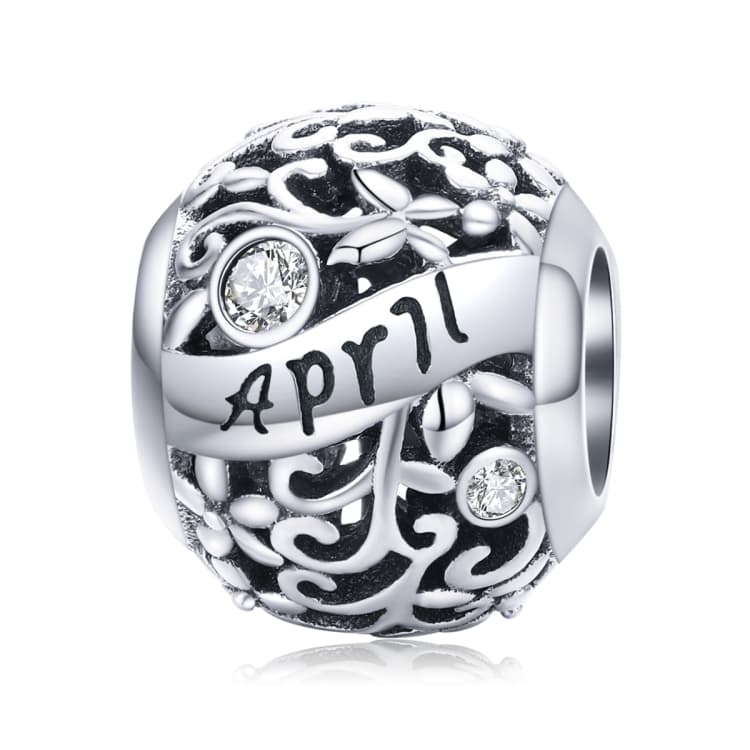 Accessori per bracciale e collana fai da te con 12 pietre di nascita in argento sterling S925, Stile: Aprile - Immagine 1
