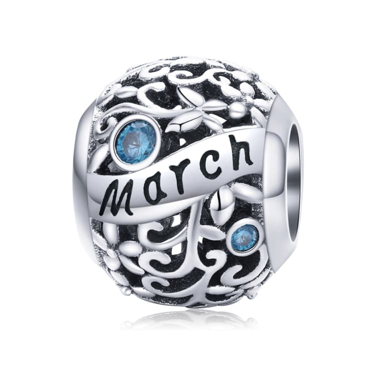 Accessori per bracciale e collana fai da te con 12 pietre di nascita in argento sterling S925, stile: marzo - Immagine 1