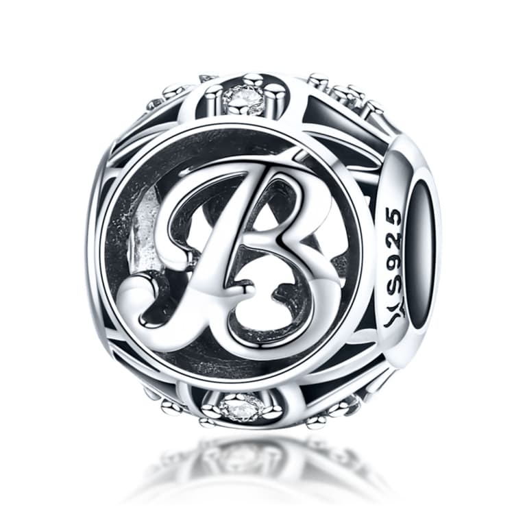 Perline con lettere inglesi S925 argento sterling 26 per bracciale collana fai da te, accessori, Stile:B - Immagine 1