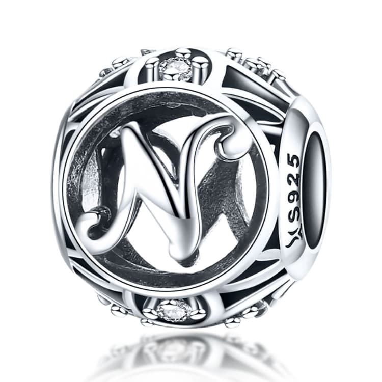 Perline con lettere inglesi S925 argento sterling 26 per bracciale collana fai da te, stile:N - Immagine 1