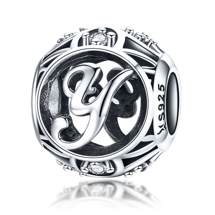 Perline con lettere inglesi in argento sterling S925 per bracciale e collana fai da te, stile:Y - Immagine 1