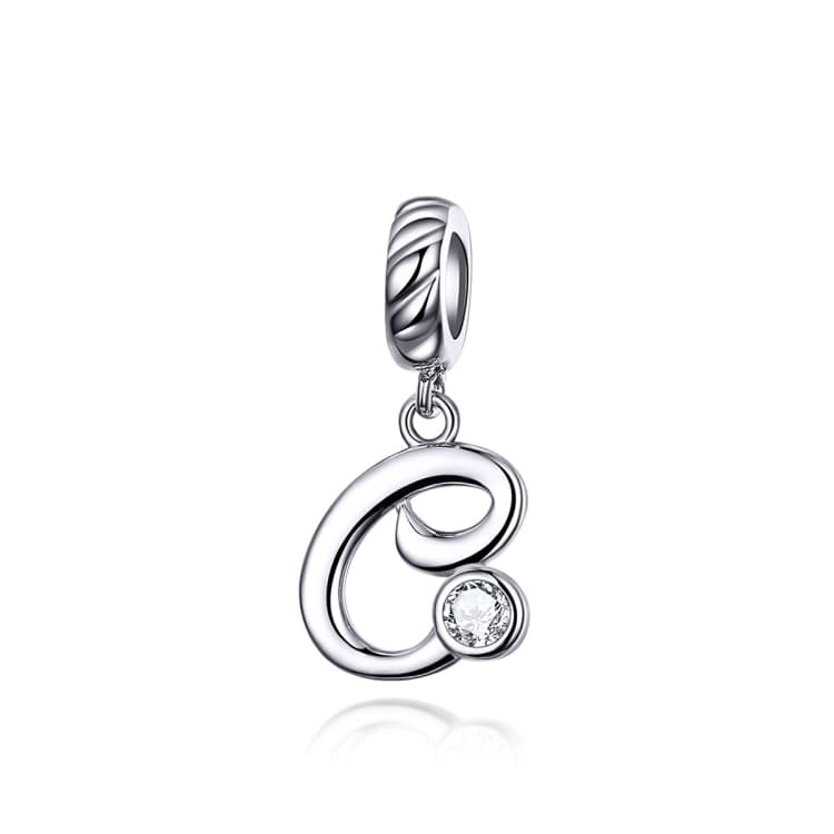 Ciondolo con lettera inglese S925 in argento sterling per bracciale fai-da-te, collana, accessori, stile: C - Immagine 1