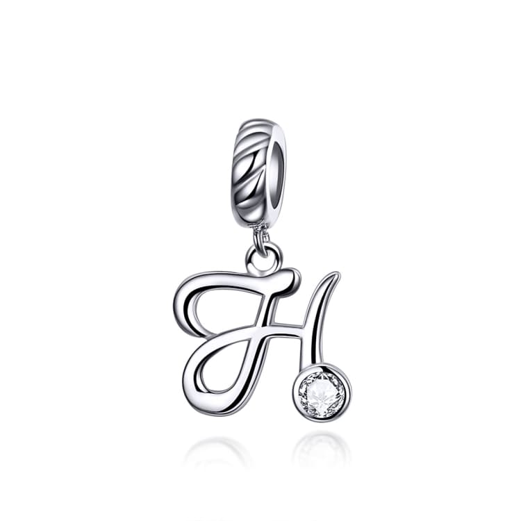 Ciondolo con lettera inglese S925 in argento sterling per bracciale fai-da-te, collana, accessori, stile:H - Immagine 1