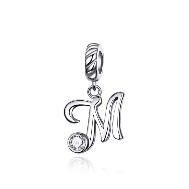 Ciondolo con lettera inglese S925 argento sterling 26 per bracciale fai-da-te, accessori per collana, stile:M - Immagine 1