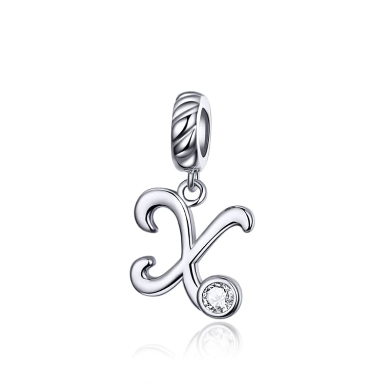 Ciondolo con lettera inglese S925 argento sterling 26 per bracciale fai-da-te, accessori per collana, stile:X - Immagine 1