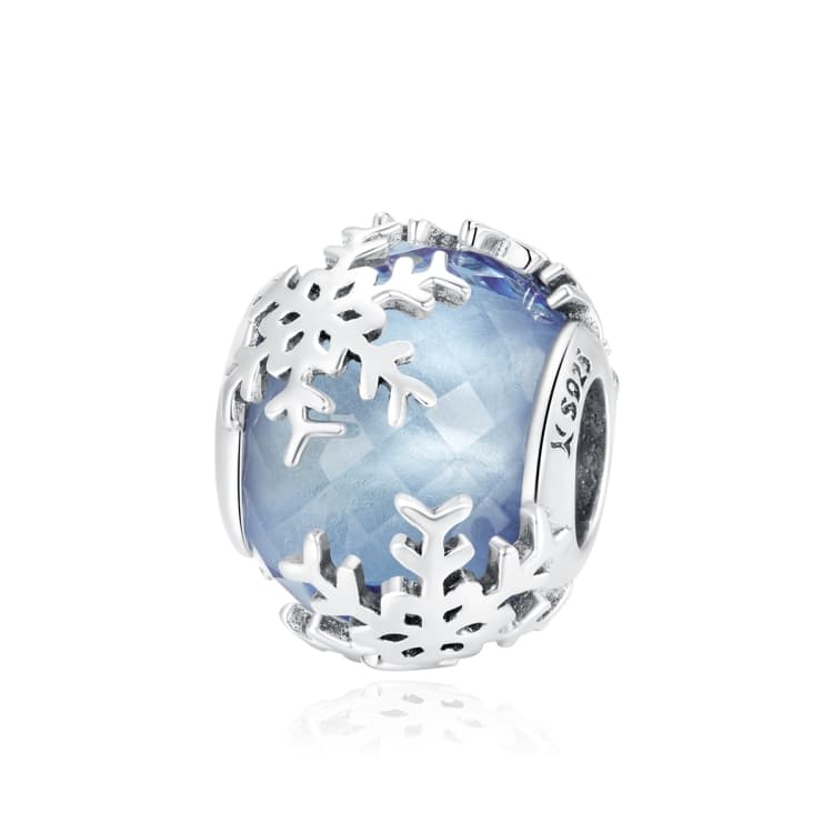 Perline di cristallo a fiocco di neve in argento sterling S925 per bracciali e collane fai da te - Immagine 1