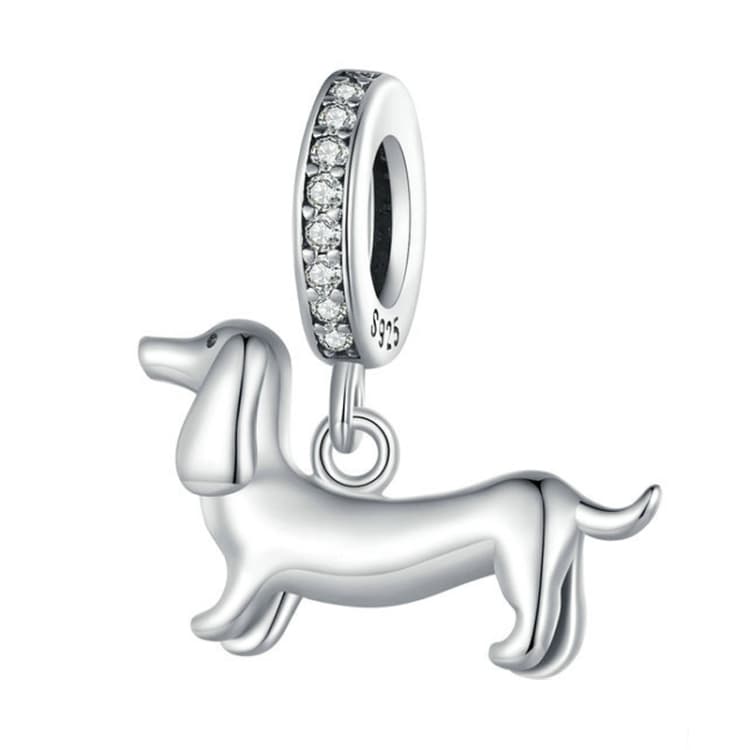 S925 Sterling Silver Cute Little Dachshund Pendant DIY Beaded Bracelet Accessories - Immagine 1