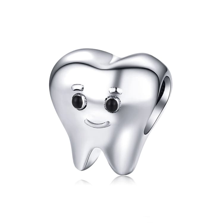 S925 Sterling Silver Cute Tooth Charm Handmade DIY Beaded Accessories - Immagine 1