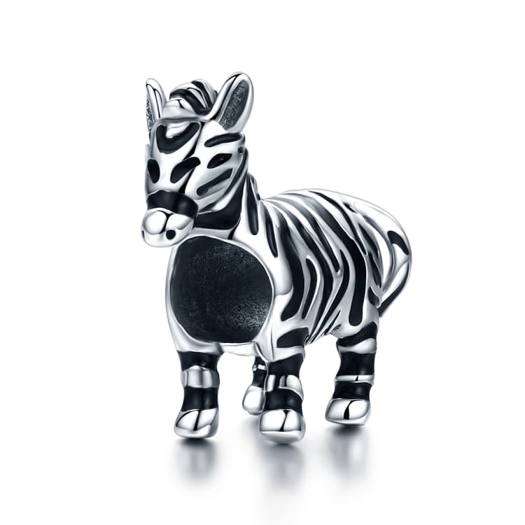 Perline Zebra Carine in Argento Sterling S925 per Bracciali e Collane Fai da Te - Immagine 1