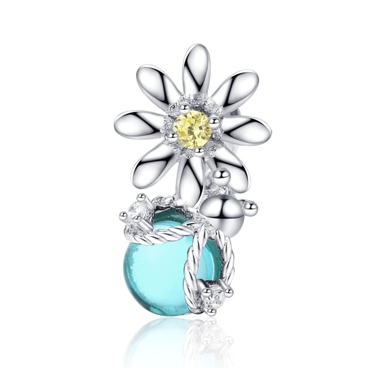 S925 Sterling Silver Daisy And Firefly Crystal Glass Loose Beads DIY Beaded Bracelet - Immagine 1