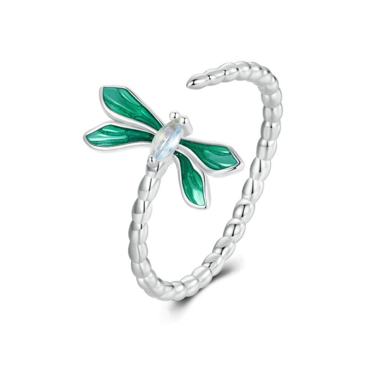 S925 Sterling Silver Dragonfly Open Adjustable Women Ring(BSR537-E) - Immagine 1