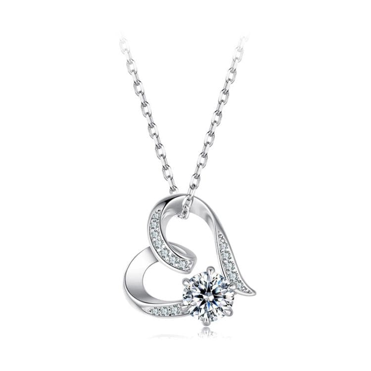 Collana con ciondolo a forma di cuore in Moissanite S925 Argento Sterlina Amore Eterno (MSN045) - Immagine 1
