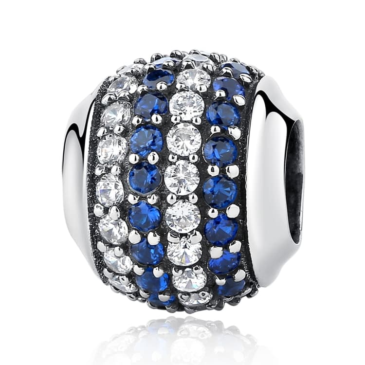 Accessori per bracciale e collana fai da te con perle blu costa diamante in argento sterling S925 a quattro file - Immagine 1