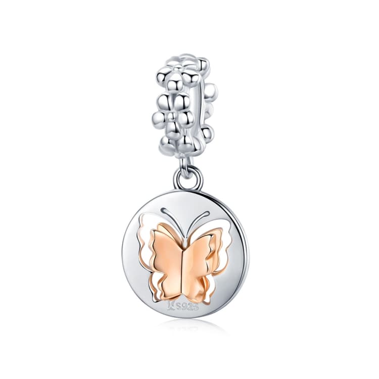 Ciondolo farfalla in argento sterling S925 placcato oro per bracciale fai-da-te e collana - Immagine 1