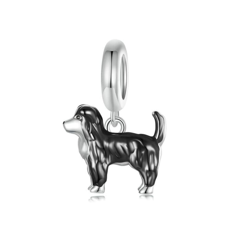 S925 Sterling Silver Gold Plated Cute Border Collie Pendant Bracelet Beads(SCC2836) - Immagine 1