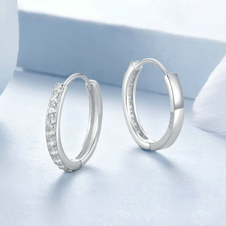 Orecchini a cerchio in argento S925 placcato oro, colore: Argento S - Immagine 1