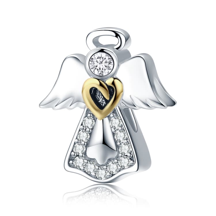 S925 Sterling Silver Guardian Angel Pendant Diamond Drop Oil Jewelry DIY Bracelet Accessories - Immagine 1