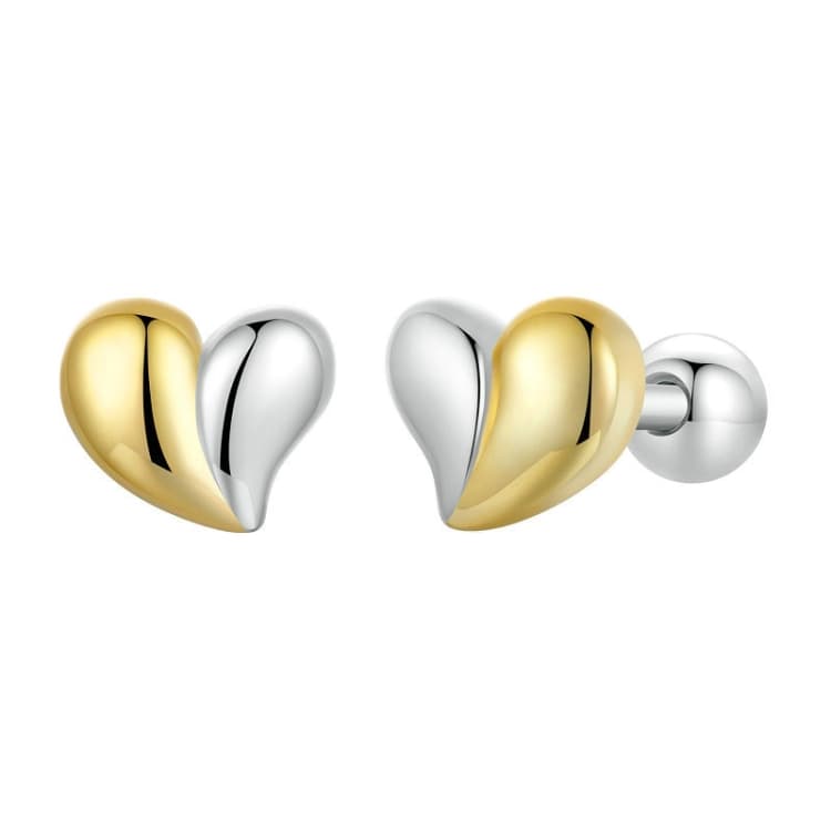 Orecchini a cuore in argento S925 placcati platino (BSE1089) - Immagine 1