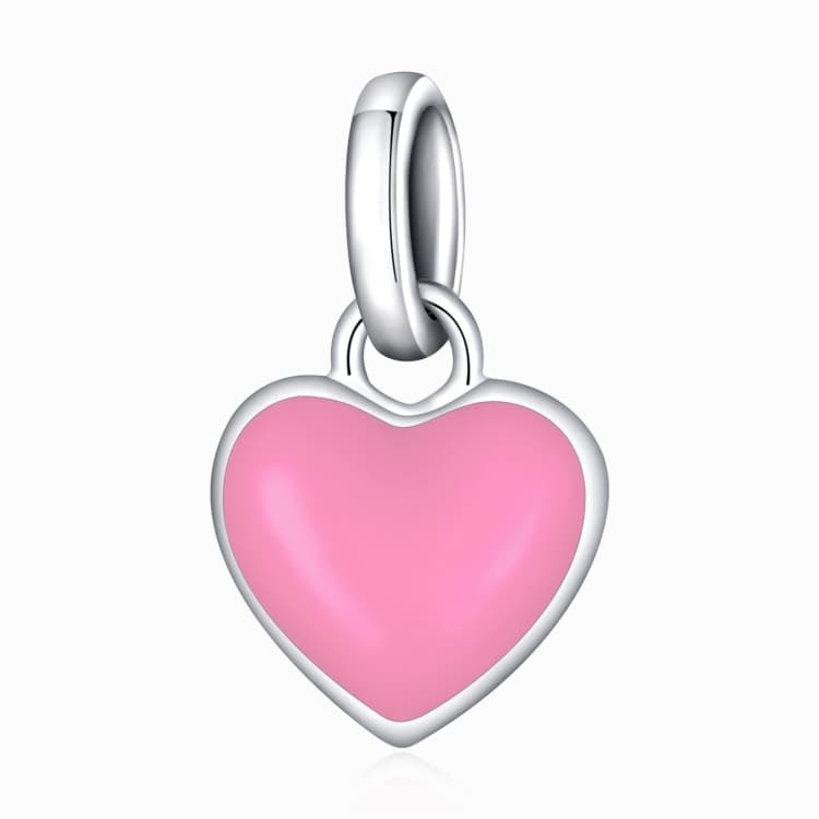 Ciondolo a cuore in argento sterling S925 per bracciale fai-da-te e collana (Rosa) - Immagine 1