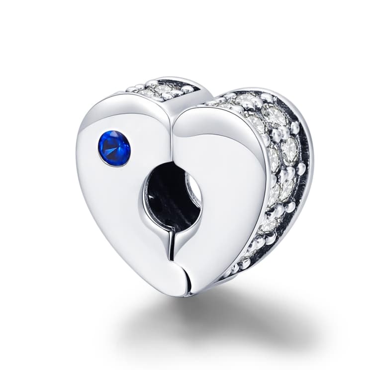 Perline a forma di cuore con fibbia di posizionamento in argento sterling S925 per bracciale e collana fai da te - Immagine 1