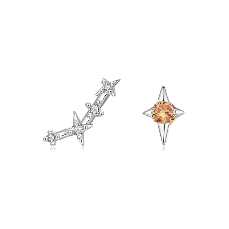 Orecchini a dodici costellazioni in argento sterling S925 con zirconi, specifica: Ariete - Immagine 1