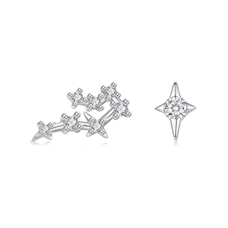 Orecchini a dodici costellazioni in argento sterling S925 con zirconi, specifica: Cancro - Immagine 1