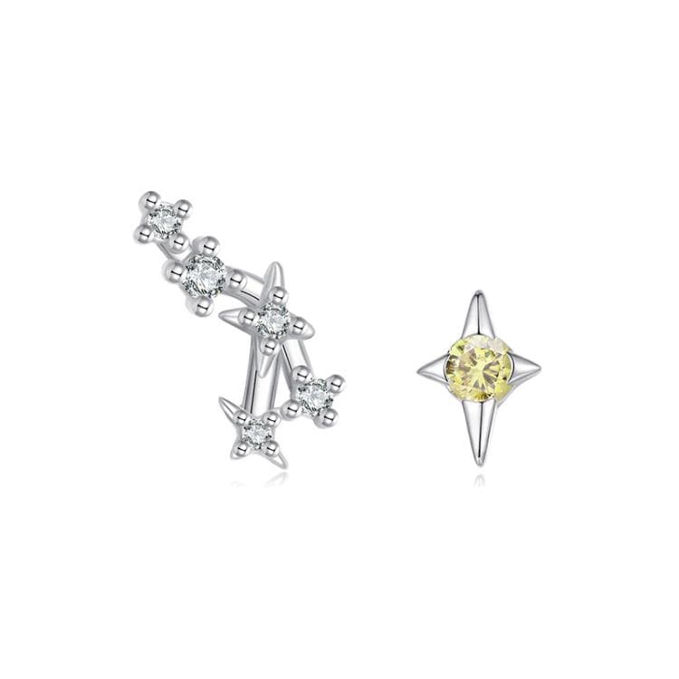 Orecchini a dodici costellazioni in argento sterling S925 con zirconi, specifica: Leone - Immagine 1