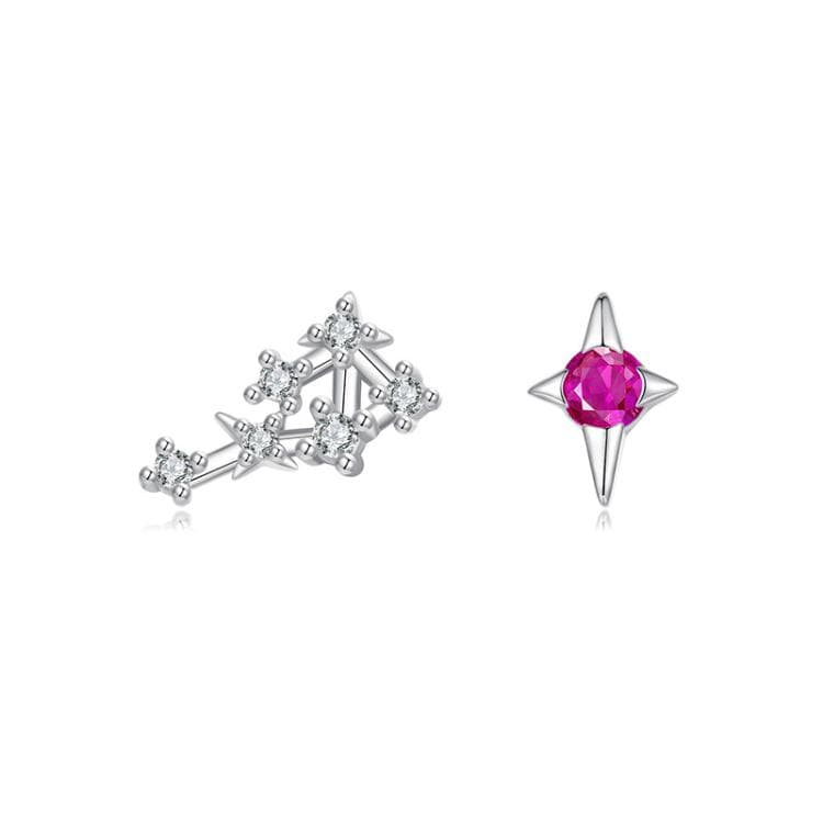 Orecchini a dodici costellazioni in argento sterling S925 con zirconi, specifica: Bilancia - Immagine 1