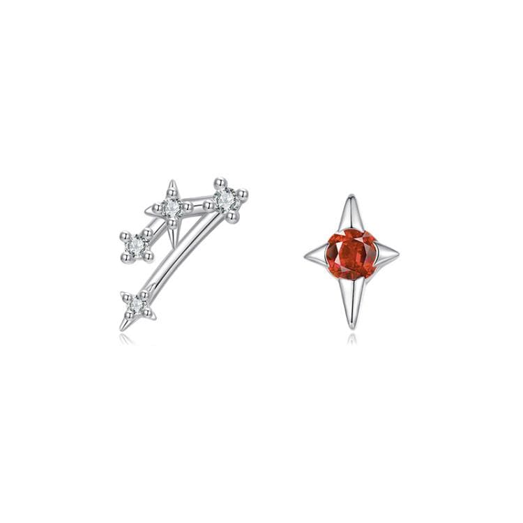 Orecchini a dodici costellazioni in argento sterling S925 con zirconi, specifica: Toro - Immagine 1