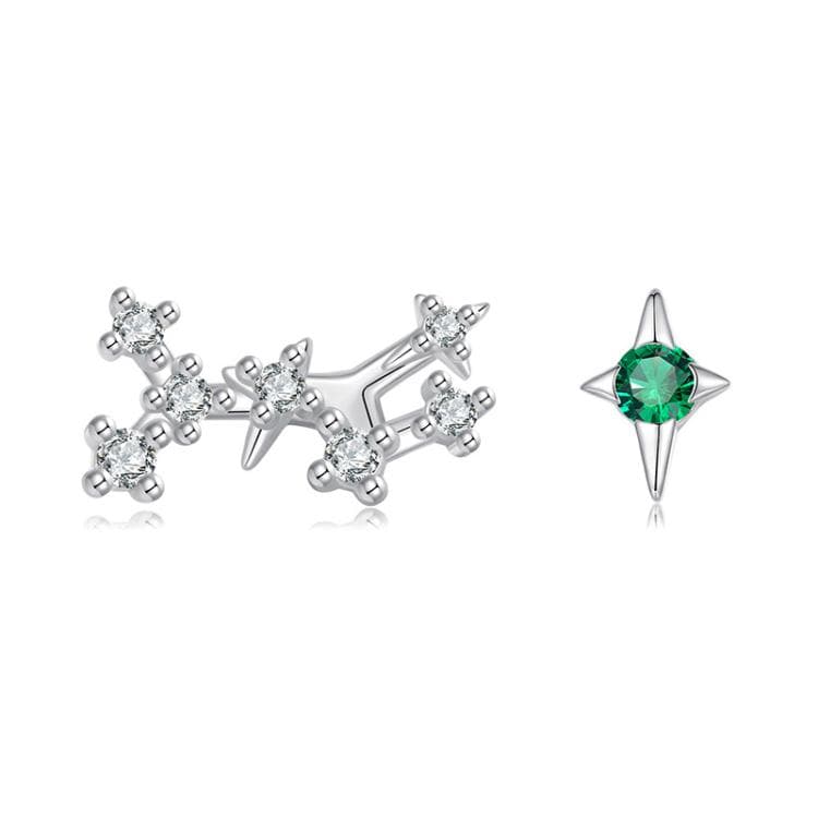 Orecchini a dodici costellazioni in argento sterling S925 con zirconi, specifica: Vergine - Immagine 1
