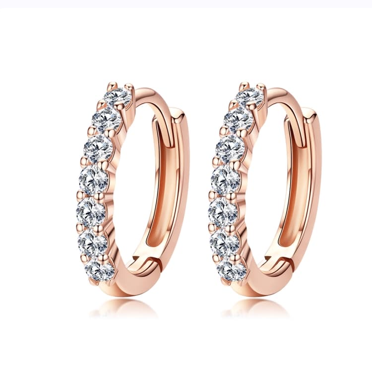 Orecchini in argento sterling S925 con zirconi incastonati (oro rosa) - Immagine 1