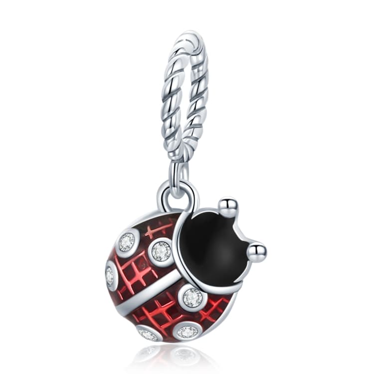 Ciondolo coccinella in argento sterling S925 per bracciale fai-da-te e collana - Immagine 1