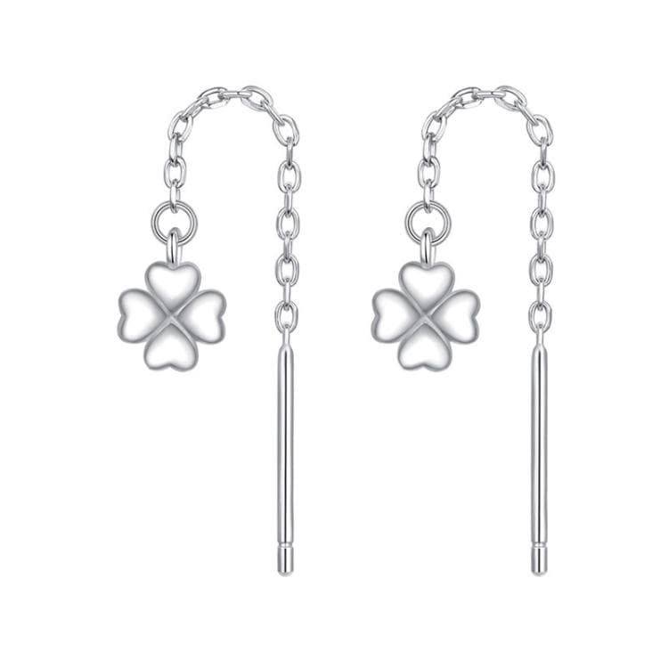 Orecchini a cerchio con trifoglio portafortuna in argento sterling S925 (SCE1833) - Immagine 1