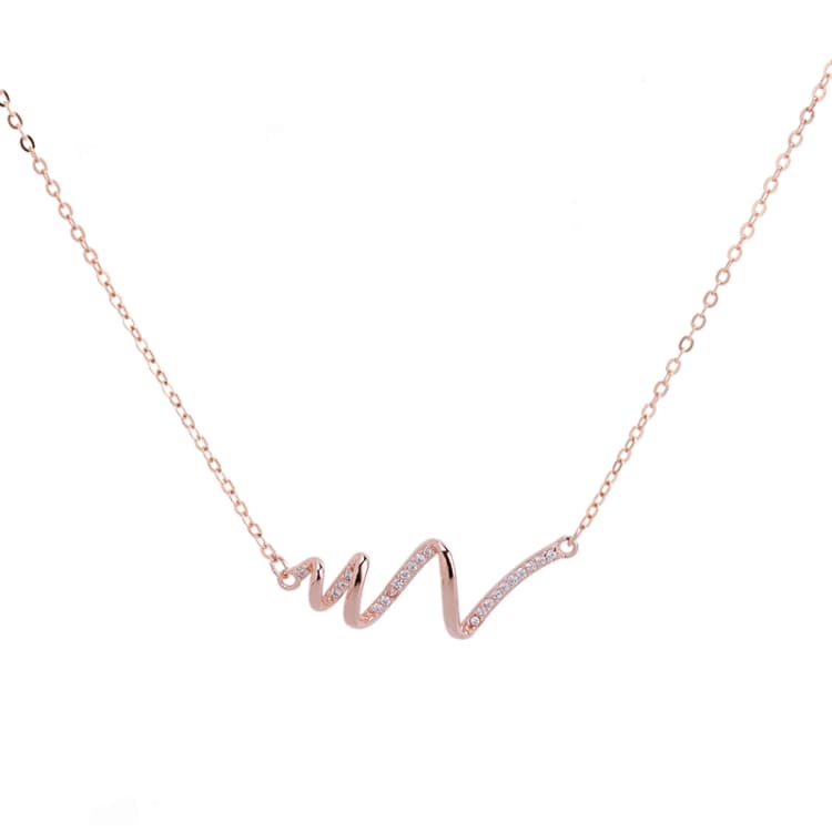 Collana in argento sterling S925 per donna, accessorio ECG (Rosa oro) - Immagine 1