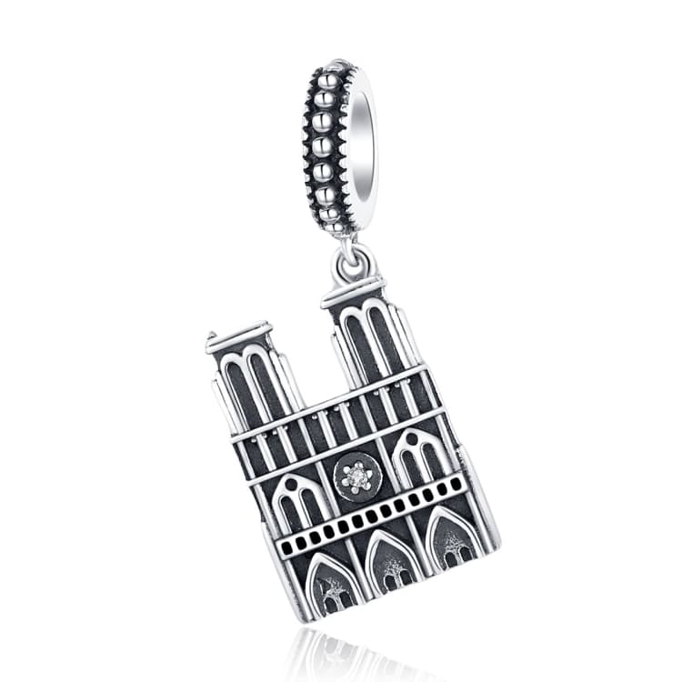 Ciondolo in argento sterling S925 Notre Dame de Paris per bracciale collana fai da te accessori - Immagine 1