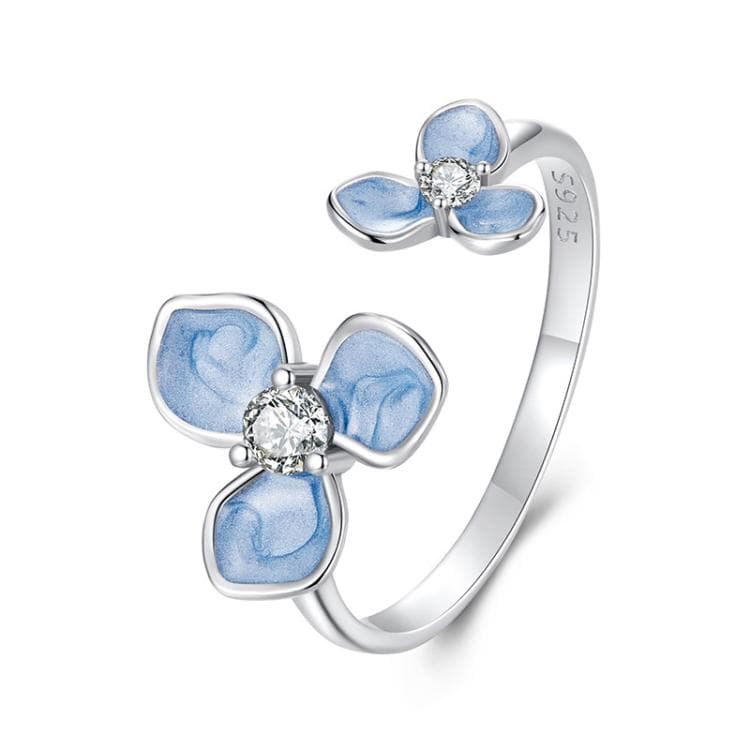 S925 Sterling Silver Oil Drop Craft Flower Opening Adjustable Ring(SCR1089-E) - Immagine 1