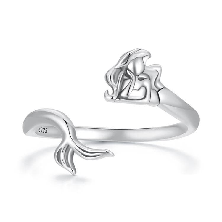 S925 Sterling Silver Oxidized Mermaid Adjustable Ring(SCR1096-E) - Immagine 1